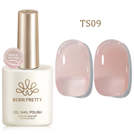 BORN PRETTY 15ml Jelly Gel Polish Milky White Nude Glitter Soak Off LED UV Gel Semi Permanent Nail Art Manicure Gel Varnish