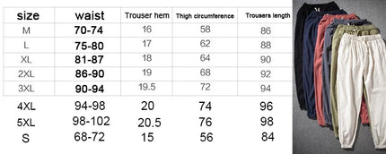 Cotton Linen Harem Pants Men Solid Elastic Waist Streetwear Joggers 2022 New Baggy Drop-crotch Pants Casual Trousers Men Running
