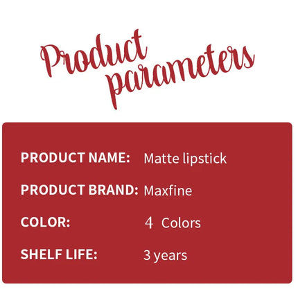 Nude Matte Lipsticks 4 Colors Waterproof Long Lasting Lip Stick Not Fading Sexy Nude Red Pink Velvet Lipsticks Makeup Cosmetic