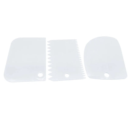 3Pcs Cream Scraper Suit DIY Kitchen  Straight Arc Tooth Shape Cream Bread Cutter Plastic Cake Pasty Scraper Baking Fondant Tools