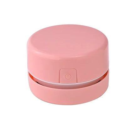 Mini Desk Vacuum Cleaner, Portable Desktop Cleaner for Crumbs/Paper/Eraser Debris, Battery-Powered with Brush, Cute Macaron Colo