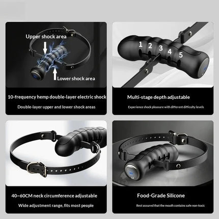 26New Electric Shock Ball Gag Remote-Controlled Dildo 10 Vibration Modes Adjustable BDSM Restraints Soft Silicone Adult Sex Toys