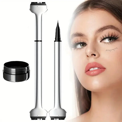 Lower Lash Stamp,2-in-1 Waterproof Sweatproof Eyeliner with Individual Liquid Eyeliner Reusable Eyelash Stamp Set Makeup