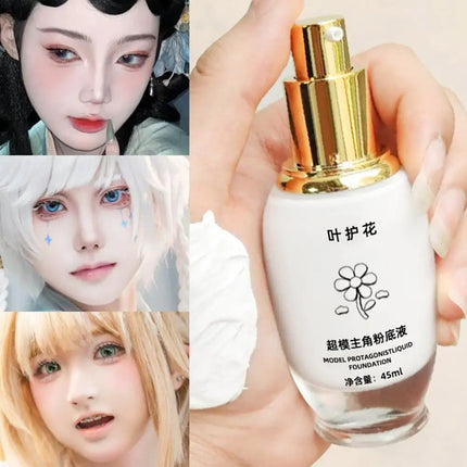45ML Pure White Liquid Foundation Goth White Foundation Cream Concealer Cosplay Clown Halloween Face Body Paint Zombie Make-Up