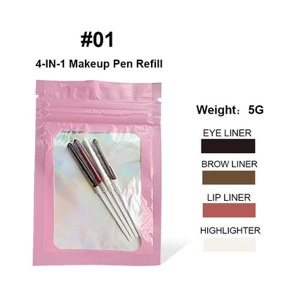 4 in 1 Long-lasting Vegan Makeup Pen Face Eye Makeup Beauty Pencil Eyebrow Eyeliner Lip Liner Highlighter Pen
