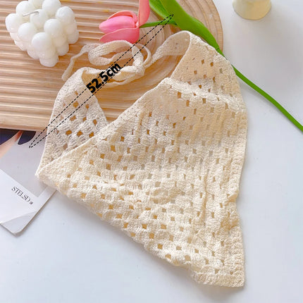 Lace Hollow Out Triangle Hair Scarf Headband Women Girls Cotton Knitted Flower Headbands Summer Travel Literary Photo Headwear