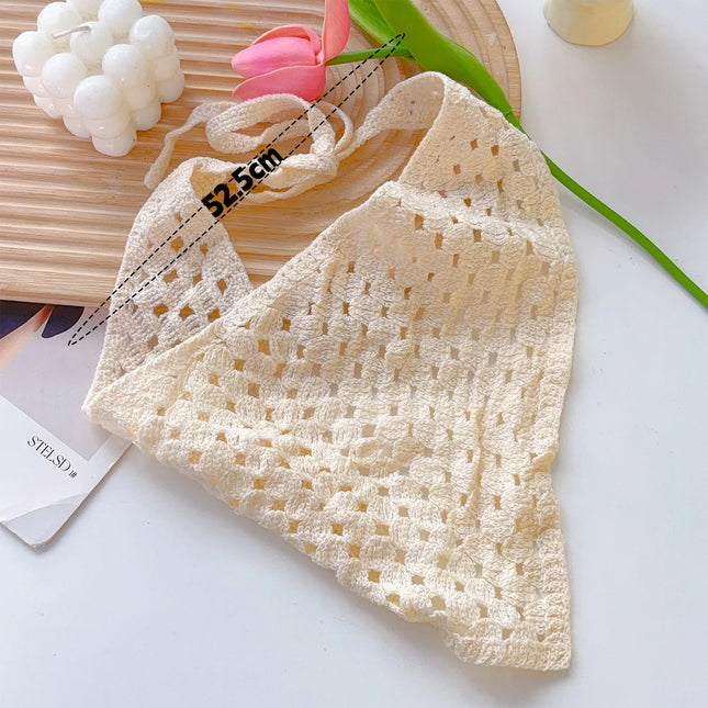 Lace Hollow Out Triangle Hair Scarf Headband Women Girls Cotton Knitted Flower Headbands Summer Travel Literary Photo Headwear