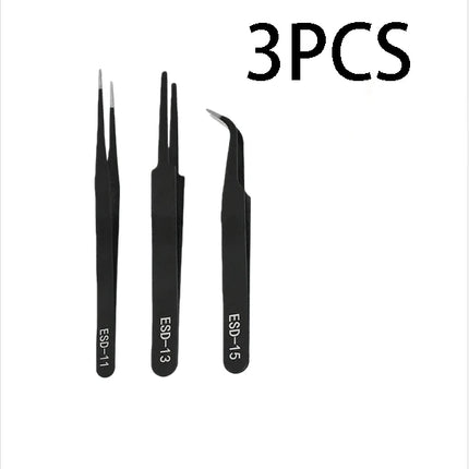 10-Piece High-Quality Anti-Static Stainless Steel Tweezer Set - Precision, Corrosion-Resistant, Ergonomic Design for Home Repair