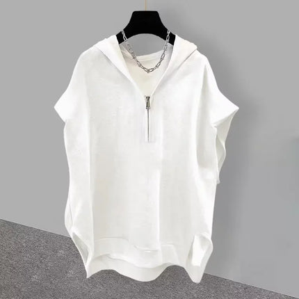 Summer Zipper Hooded Sleeveless T-shirt Men's Korean Fashion Tank Tops 2026 New Y2K Streetwear Casual Vests Hip Hop Tee Shirts