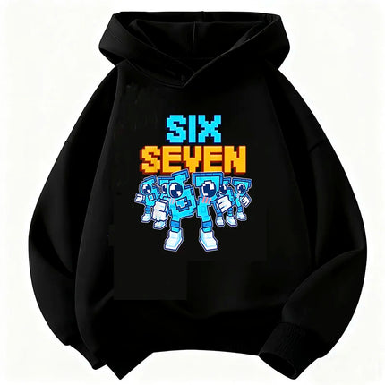 Funny Six Seven Italian Brainrot 67 Number Graphic Print Hoodie Boy/Girl Long Sleeved Kids Comfortable Sweatshirt