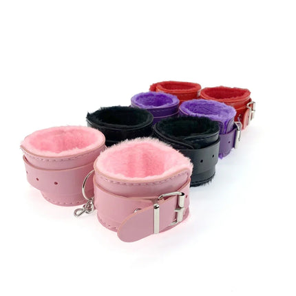 1 Pair Sexy Hand Wrap PU Leather Plush Handcuff role play Bdsm Bondage Slave Game Sex Toys for Couple Erotic Soft Handcuff