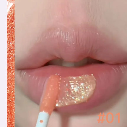Cizn Galaxy Qin Lip Gloss Moisturizing and Long-Lasting Fine Shimmer Plumping Lip Gloss Mirror-Like Water Gloss Daily Lipstick Cosmetics Same Style as Girl Groups