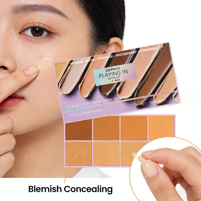 Zephoco Cream Concealer Palette Dark Circles Cover Matte Long Lasting Soft Skin Contouring Face Concealer Makeup Cosmetics 11g