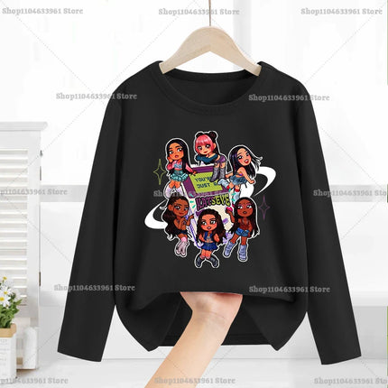 Katseye Child Long-Sleeved T-shirt Sweet Fashion Girl Shirts Spring Leisure Cotton Kid Tee Trendy Cool Clothes Top Birthday Gift