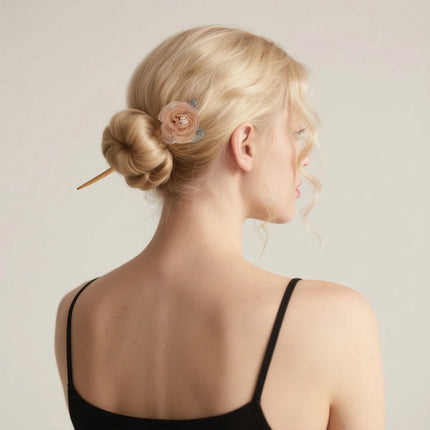 New Rose Hair Stick Bun Flower for Women Girls Elegant Wooden Hair Fork Chinese Style Fashion Hairpin Hair Accessories Headwear