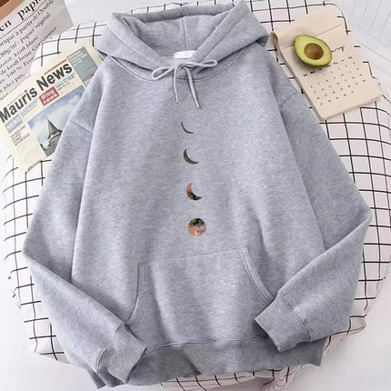 Harajuku Fashion Men Women Moon Print Hoodies Spring Autumn Winter Casual Hoodies Sweatshirts Tops Hoodie Sweatshirt