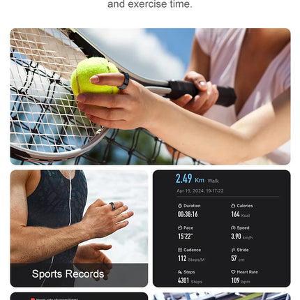 R09 Smart Ring Men Women with Charging Case, Skin Temperature Health and Sleep Monitor Multi Sport Mode For Xiaomi Samsung Phone