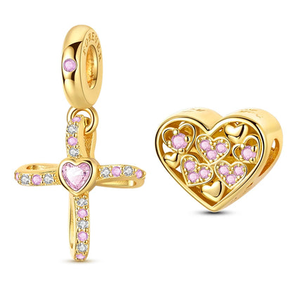 Gold Color Charms 925 Sterling Silver Original Golden Safety Chain Round Spacer Clip Charm DIY Jewelry For Women Bracelet Gift