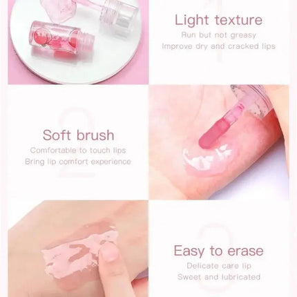 Hydrating Transparent Lip Gloss 3 Piece Set Fruit Scented Lip Oil with Avocado Strawberry and Peach for Soft Smooth Lips