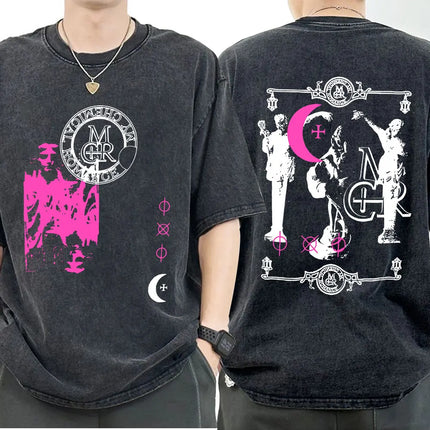My Chemical Romance Band Washed T-shirt Long Live The Black Parade Tour Merch T-shirts Men Women Gothic Punk Oversized T Shirts