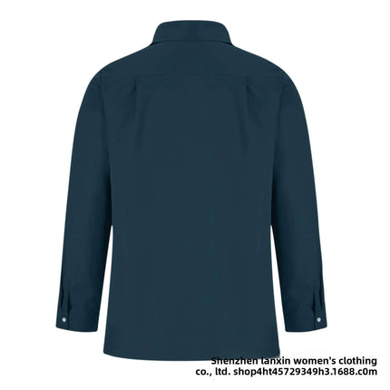 Long Sleeve Collared Men's Shirt Business Commute Style Polyester Fabric Machine Washable Spring Autumn Collection 2025