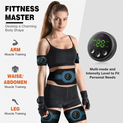 Smart EMS Ab Stimulation Belt - Rechargeable Muscle Toner for Home Gym Fitness & Body Contouring