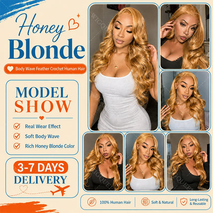 Lightweight Knotless Body Wave Miracle Knots Feather Crochet Bundles 100% Human Hair For Boho Braid #4 Chocolate Brown Bulk Hair