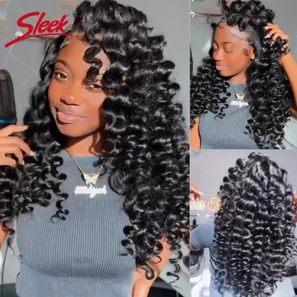 Sleek Remy Human Brazilian Bouncy Bulk Loose Wave Bundles Hair For Braiding Nature Black 10 To 22 Inches Braids No Weft Bulk
