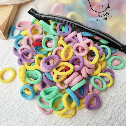 50/100Pcs Colorful Basic Nylon Ealstic Hair Ties for Girls Ponytail Hold Scrunchie Rubber Band Kid Fashion Hair Accessories