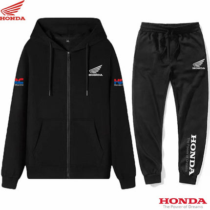 Honda men's autumn and winter new hoodie paired with loose sports pants set, casual sports style, suitable for fitness wear