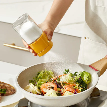 Kitchen Quantitative Salt Bottle Glass Sealed Moisture-Proof Seasoning Jar Outdoor Multi-Purpose Seasoning Box Can Adjustable