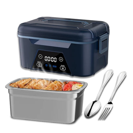 Portable 1.5L Stainless Steel Electric Lunch Box Rechargeable Cordless Self-Heating Wireless Design for Car Picnics Outdoor