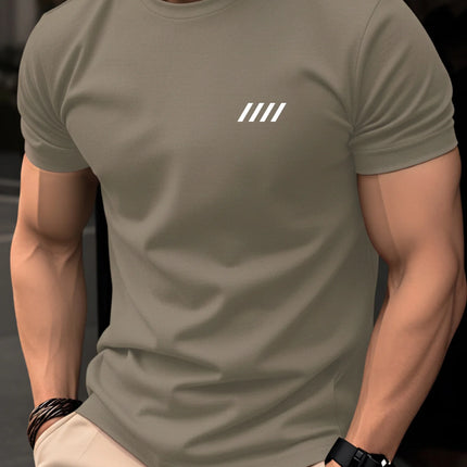 Summer men's 100% pure cotton casual fashionable loose retro compass mountain pattern printed round neck short sleeved T-shirt