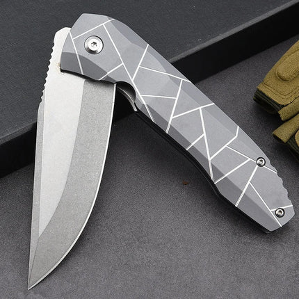 Free Wolf K199 Pocket Folding Knife D2 Blade Aluminium Alloy Handle Bearing Flipper Camping  Outdoor Survival EDC Utility Knife