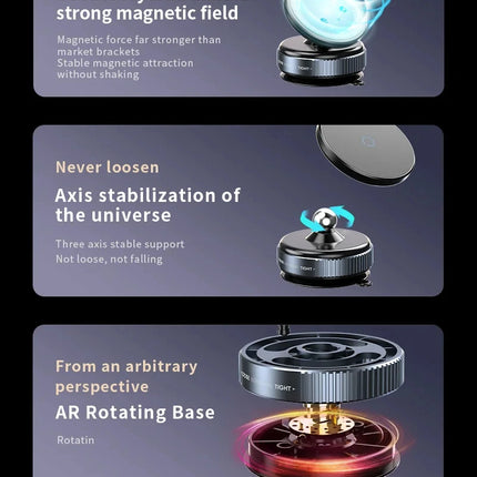 Magnetic Phone Holder Foldable Design 360° Adjustable Vacuum Car Mount For Cell Phone For iphone Live Streaming