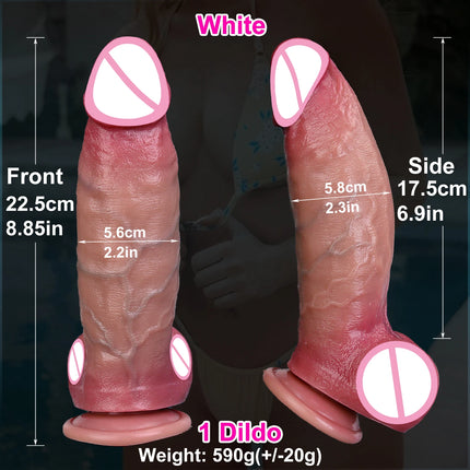 2Colors Realistic Veins Soft Thick Dildo Double Silicone Male Genitals Masturbation Suction Cup Penis Man Woman Anal Sex Toy