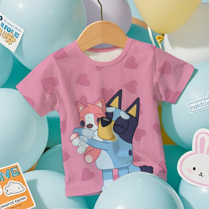 Toddler 2026 Bluey Anime 3D T-Shirt Summer Lightweight Cool Short Sleeve Cartoon Print Casual Tee for Boys and Girls