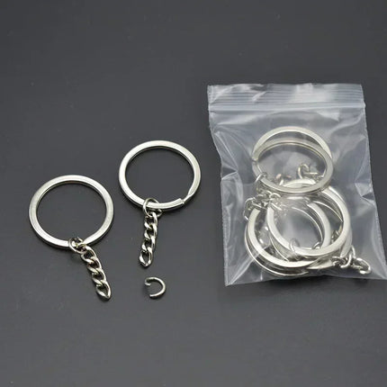50/100pcs Stainless Steel Metal Blank Keyring Keychain Split Rings DIY Keyfob Keys Ring Lobster Clasp Key Pendant Chains Buckles