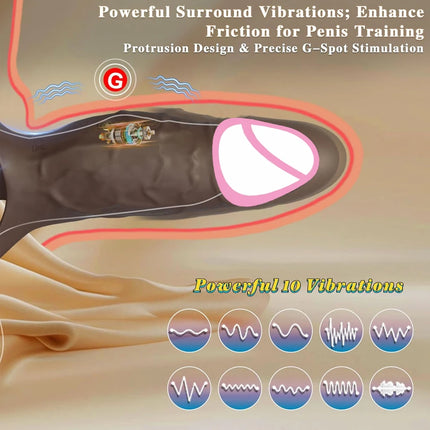 Vibrating Penis Sleeve Cock Ring G Spot Stimulate Sex Toys for Men 10 Vibration Modes Erection Trainer Delay Ejaculation Sex Toy