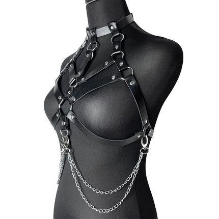 Women Sexy Chest Harness Leather Bondage Lingerie Erotic Body Belt Mature Suspenders Garter Belt Bdsm Fetish Underwear Accessory