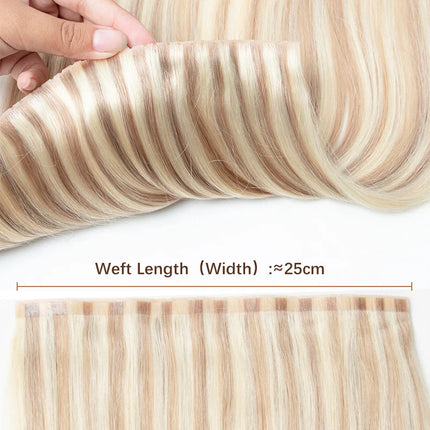 Invisible Hole Flat Pu Tape Human Hair XO Twin Tabs 25cm Long Tape PU Weft Real Human Hair No Glue Microlink Application 40-50g