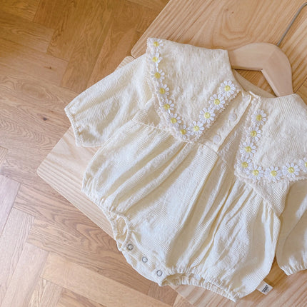 Daisy Romper with Hat for Infants 0-2 Years Old: Spring/Autumn Baby Girl Jumpsuit Newborn Clothing
