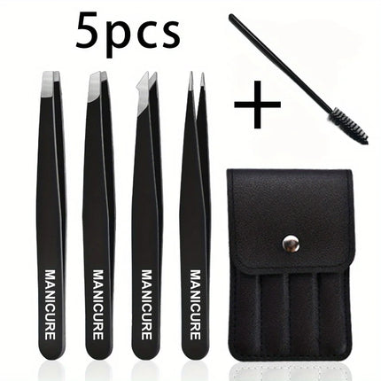 4-piece stainless steel eyebrow tweezers purple set makeup tools for eyelash extension, eyebrow shaping, hair removal