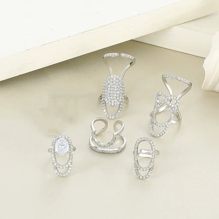 New Fashion Copper Inlaid Zircon Nail Ring INS Selling Gold Plated Manicure Joint Ring for Women Trend Party Jewelry
