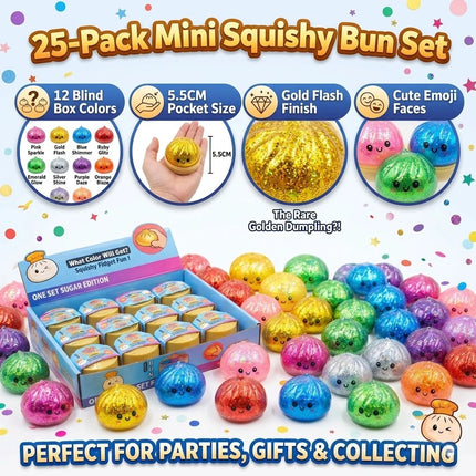 Mystery Dumpling Squishy Blind Box: Random 1pc Glitter Bao Bun Sensory Toy, Maltose Texture Squeeze Ball, Desktop Ornament New