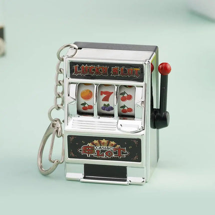 Creative Playable Mini Fruit Machine Keychain Lottery Machine Game Keychain Pendant Simulation Toy Key Gift Accessories