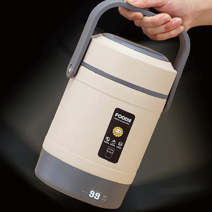 48W Office Electric Lunch Box 12V Car Rice Cooker 304 Stainless Steel Linner Keep Warm Lunch Box Outdoor Food Heaters1.6L/ 2L