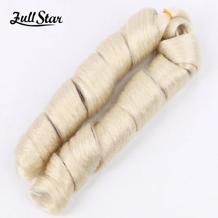Full Star Ombre Brown Italian Curly Synthetic Braiding Hair Extensions Crochet Braids Bulk Hair Bundles Pre-Stretched Hair