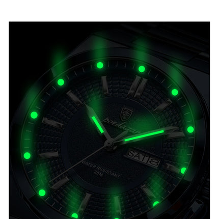 POEDAGAR Top Business Men Wristwatch Stainless Steel Waterproof Luminous Casual Man Watch Date Week Stylish Men's Quartz Watches