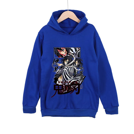 Demon Slayer Obanai Iguro Cotton Hooded Sweatshirt for Kids Unisex Anime Pullover Casual Wear 100-160cm